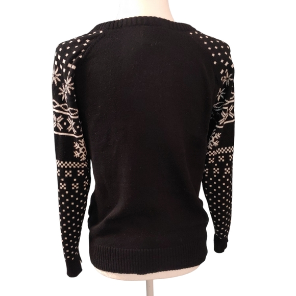 WELL WORN HOLIDAY SWEATER Black Size Medium Ugly Christmas Sweater Gingerbread - Picture 3 of 11